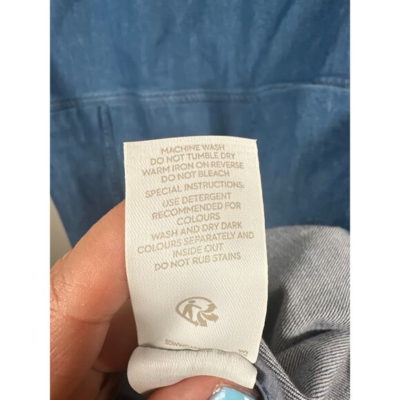 Boden Amber Denim Dress Size 10 Denim Shift Patch Pockets Blue Shift Stretch - Picture 7 of 7